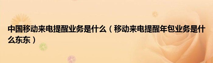 中国移动来电提醒业务是什么（移动来电提醒年包业务是什么东东）