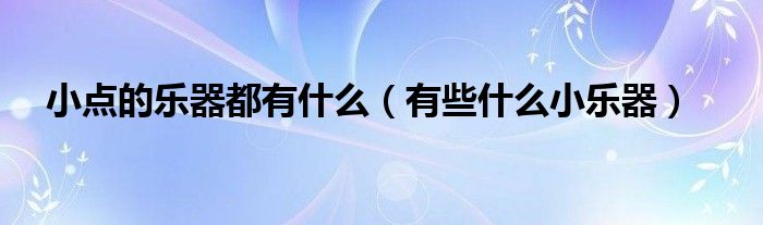 小点的乐器都有什么（有些什么小乐器）