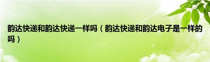 韵达快递和韵达快递一样吗（韵达快递和韵达电子是一样的吗）