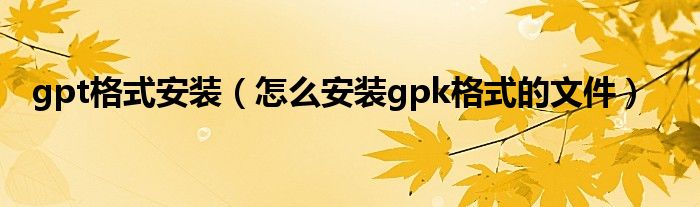 gpt格式安装（怎么安装gpk格式的文件）