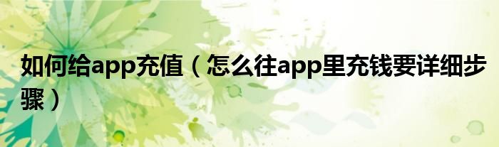 如何给app充值（怎么往app里充钱要详细步骤）