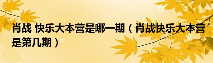 肖战 快乐大本营是哪一期（肖战快乐大本营是第几期）