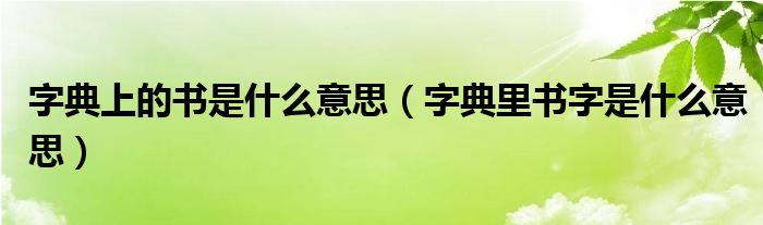 字典上的书是什么意思（字典里书字是什么意思）