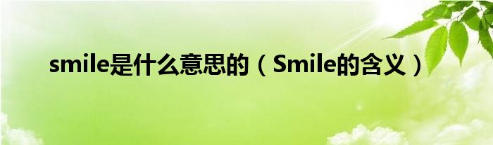 smile是什么意思的（Smile的含义）