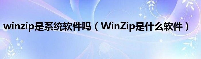 winzip是系统软件吗（WinZip是什么软件）