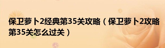 保卫萝卜2经典第35关攻略（保卫萝卜2攻略第35关怎么过关）