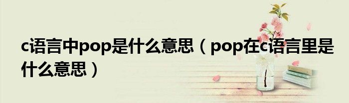 c语言中pop是什么意思（pop在c语言里是什么意思）