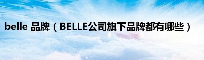 belle 品牌（BELLE公司旗下品牌都有哪些）