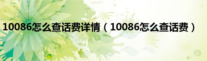 10086怎么查话费详情（10086怎么查话费）