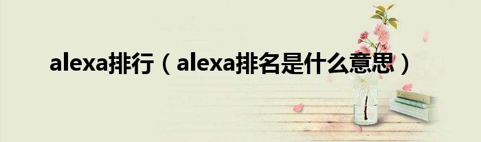 alexa排行（alexa排名是什么意思）