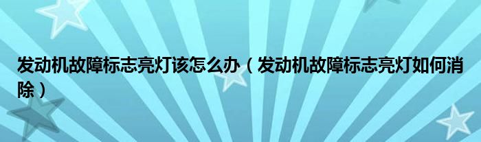 发动机故障标志亮灯该怎么办（发动机故障标志亮灯如何消除）