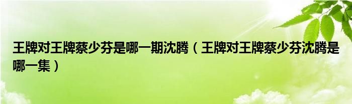 王牌对王牌蔡少芬是哪一期沈腾（王牌对王牌蔡少芬沈腾是哪一集）