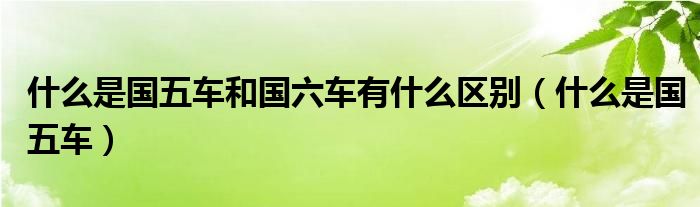 什么是国五车和国六车有什么区别（什么是国五车）