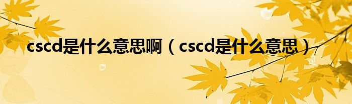 cscd是什么意思啊（cscd是什么意思）