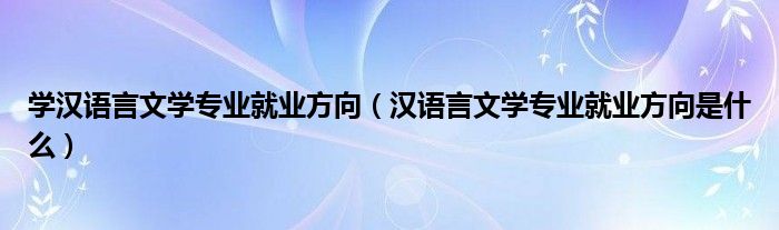 学汉语言文学专业就业方向（汉语言文学专业就业方向是什么）