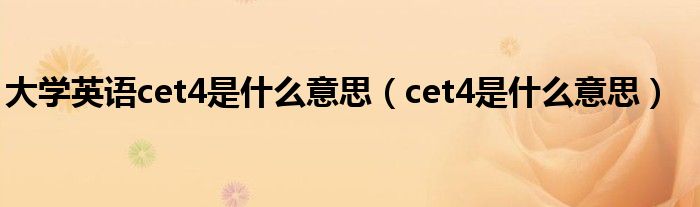 大学英语cet4是什么意思（cet4是什么意思）