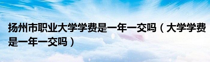 扬州市职业大学学费是一年一交吗（大学学费是一年一交吗）