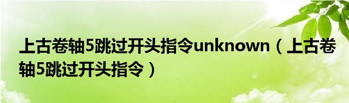 上古卷轴5跳过开头指令unknown（上古卷轴5跳过开头指令）