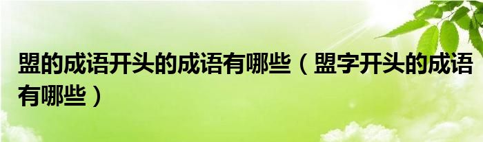 盟的成语开头的成语有哪些（盟字开头的成语有哪些）