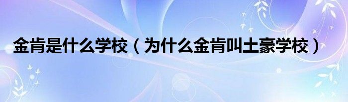 金肯是什么学校（为什么金肯叫土豪学校）