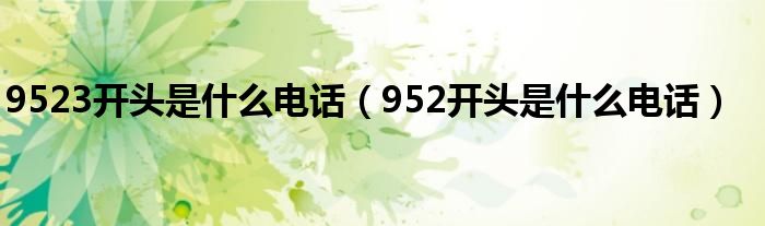 9523开头是什么电话（952开头是什么电话）