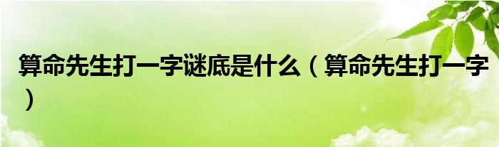 算命先生打一字谜底是什么（算命先生打一字）