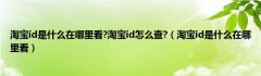 淘宝id是什么在哪里看?淘宝id怎么查?（淘宝id是什么在哪里看）